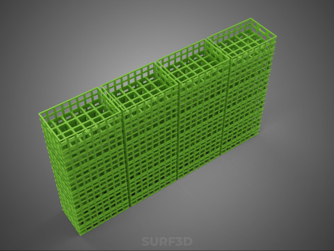 VERT PILE EMPILÉE CAISSE EN PLASTIQUE BOÎTE CONTENEUR PANIER DE STOCKAGE Modèle 3D