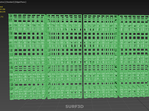 VERT PILE EMPILÉE CAISSE EN PLASTIQUE BOÎTE CONTENEUR PANIER DE STOCKAGE Modèle 3D
