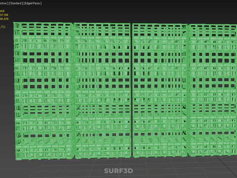 GREEN STACK STACKED PLASTIC CRATE BOX CONTAINER BASKET STORAGE 3D Model