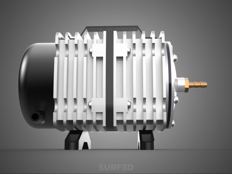 विद्युत चुंबकीय वायु पंप कंप्रेसर ब्लोअर एरेटर मोटर एसीओ 3D मॉडल