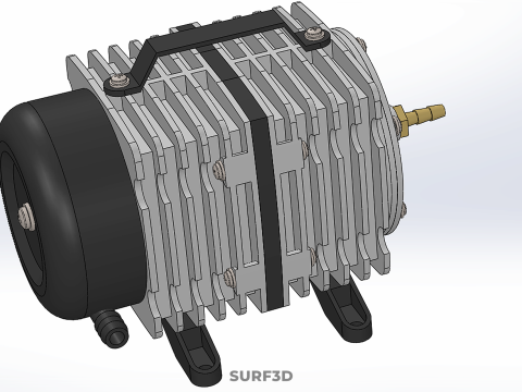 विद्युत चुंबकीय वायु पंप कंप्रेसर ब्लोअर एरेटर मोटर एसीओ 3D मॉडल