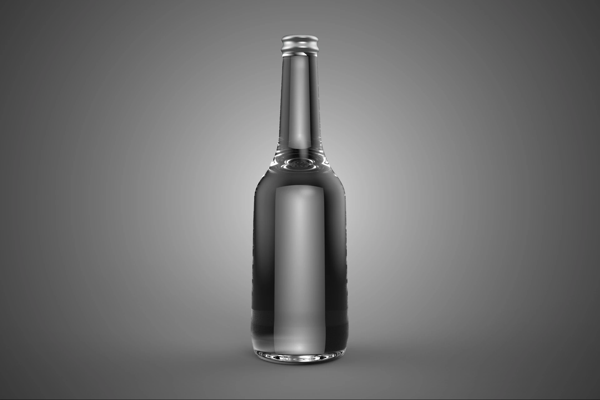 GLASS EMPTY BEVERAGE SODA SOFT DRINK BOTTLE SILVER METALLIC CAP 3D Model .c4d .max .obj .3ds .fbx .stl .blend