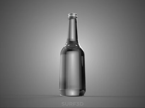 GLASS EMPTY BEVERAGE SODA SOFT DRINK BOTTLE SILVER METALLIC CAP 3D Model