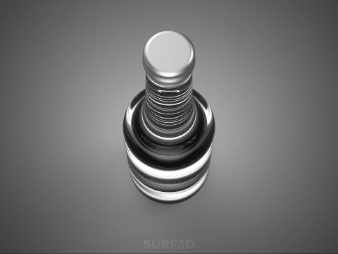 GLASS EMPTY BEVERAGE SODA SOFT DRINK BOTTLE SILVER METALLIC CAP 3D Model