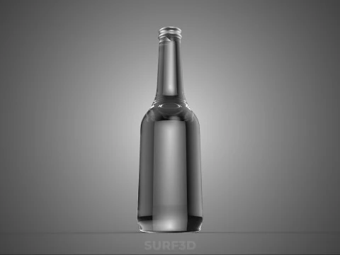 GLASS EMPTY BEVERAGE SODA SOFT DRINK BOTTLE SILVER METALLIC CAP 3D Model