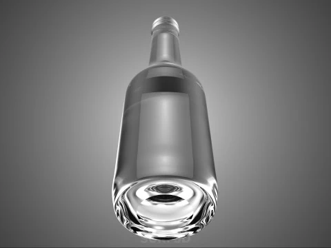 GLASS EMPTY BEVERAGE SODA SOFT DRINK BOTTLE SILVER METALLIC CAP 3D Model