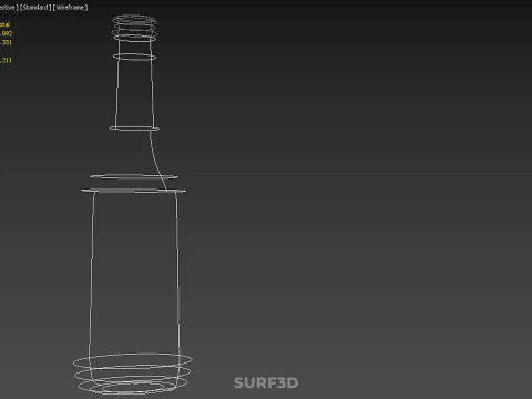 GLASS EMPTY BEVERAGE SODA SOFT DRINK BOTTLE SILVER METALLIC CAP 3D Model