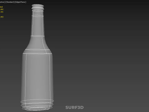 GLASS EMPTY BEVERAGE SODA SOFT DRINK BOTTLE SILVER METALLIC CAP 3D Model