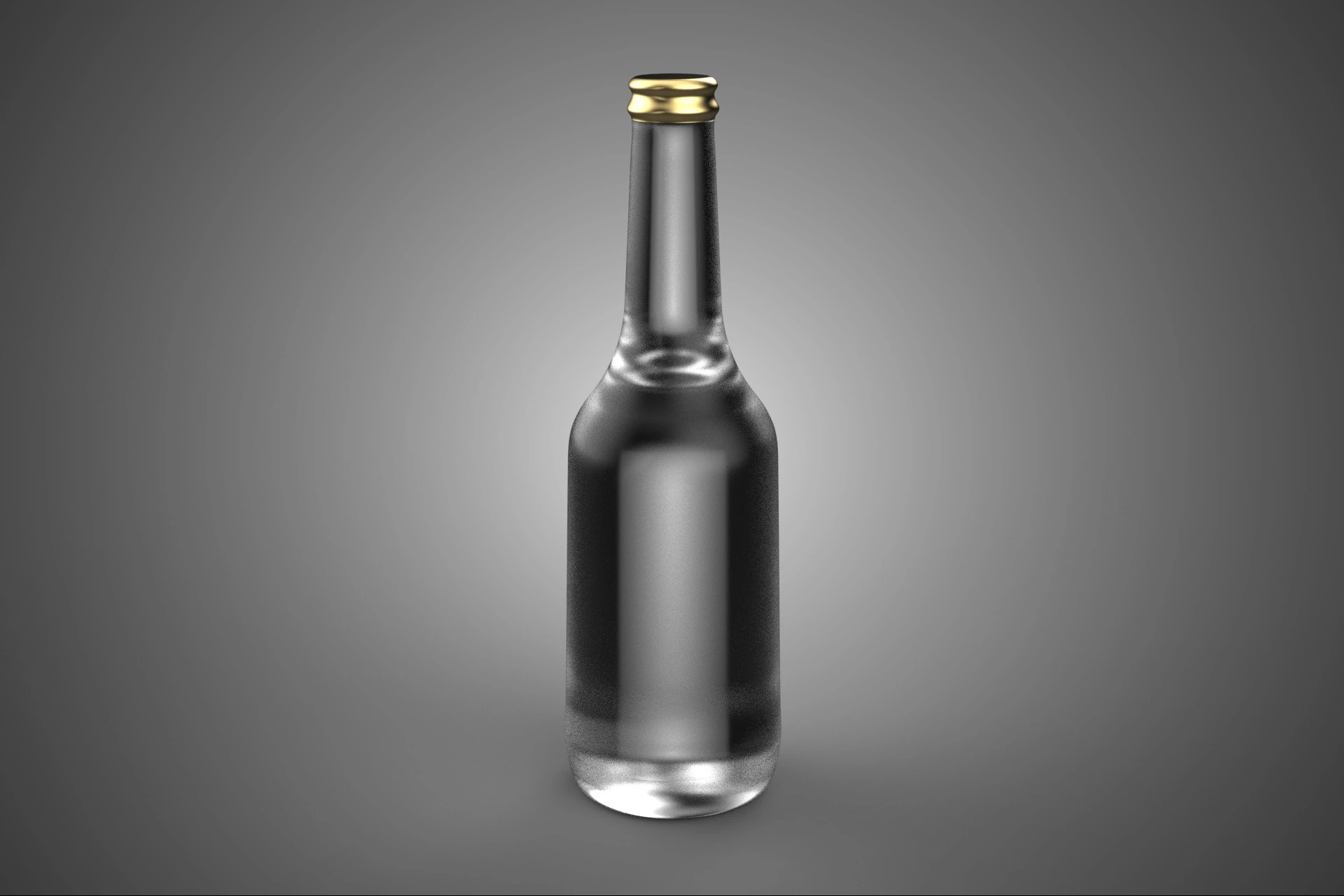 LUXURY CLEAR GLASS EMPTY BEVERAGE SOFT DRINK BOTTLE GOLD CAP TAL 3D Model .c4d .max .obj .3ds .fbx .stl .blend 