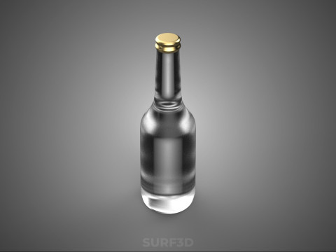 LUKSUSOWE PRZEZROCZYSTE SZKŁO PUSTA BUTELKA NA NAPOJE BEZalkoholowe ZŁOTA ZAKRYWKA Model 3D