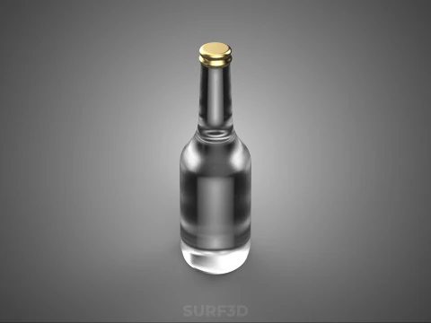 LUXURY CLEAR GLASS EMPTY BEVERAGE SOFT DRINK BOTTLE GOLD CAP TAL 3D Model
