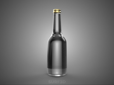 LUKSUSOWE PRZEZROCZYSTE SZKŁO PUSTA BUTELKA NA NAPOJE BEZalkoholowe ZŁOTA ZAKRYWKA Model 3D