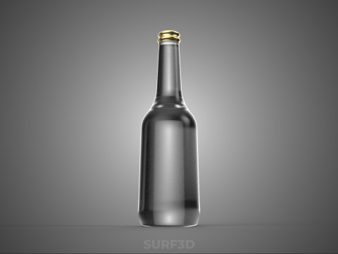 LUKSUSOWE PRZEZROCZYSTE SZKŁO PUSTA BUTELKA NA NAPOJE BEZalkoholowe ZŁOTA ZAKRYWKA Model 3D