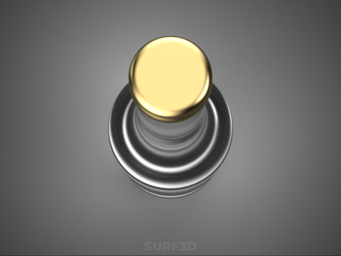 LUKSUSOWE PRZEZROCZYSTE SZKŁO PUSTA BUTELKA NA NAPOJE BEZalkoholowe ZŁOTA ZAKRYWKA Model 3D