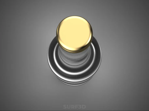 LUXURY CLEAR GLASS EMPTY BEVERAGE SOFT DRINK BOTTLE GOLD CAP TAL 3D Model