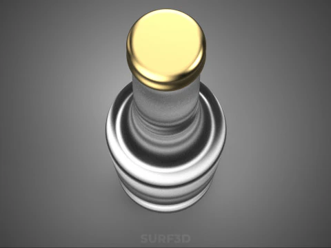 LUXURY CLEAR GLASS EMPTY BEVERAGE SOFT DRINK BOTTLE GOLD CAP TAL 3D Model