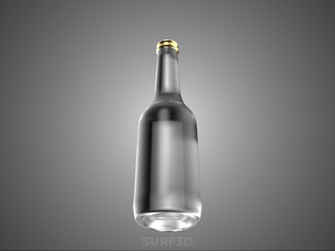 LUKSUSOWE PRZEZROCZYSTE SZKŁO PUSTA BUTELKA NA NAPOJE BEZalkoholowe ZŁOTA ZAKRYWKA Model 3D