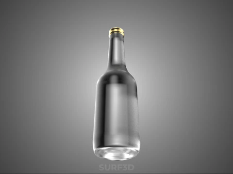 LUXURY CLEAR GLASS EMPTY BEVERAGE SOFT DRINK BOTTLE GOLD CAP TAL 3D Model