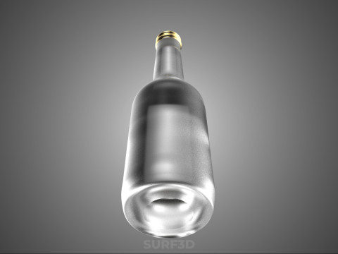 LUKSUSOWE PRZEZROCZYSTE SZKŁO PUSTA BUTELKA NA NAPOJE BEZalkoholowe ZŁOTA ZAKRYWKA Model 3D