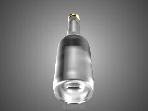 LUXURY CLEAR GLASS EMPTY BEVERAGE SOFT DRINK BOTTLE GOLD CAP TAL 3D Model