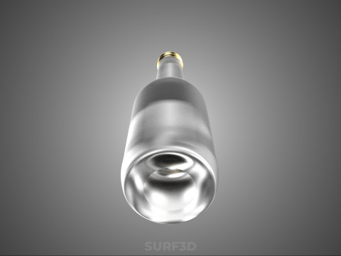 LUKSUSOWE PRZEZROCZYSTE SZKŁO PUSTA BUTELKA NA NAPOJE BEZalkoholowe ZŁOTA ZAKRYWKA Model 3D