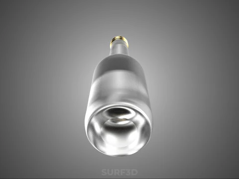 LUXURY CLEAR GLASS EMPTY BEVERAGE SOFT DRINK BOTTLE GOLD CAP TAL 3D Model
