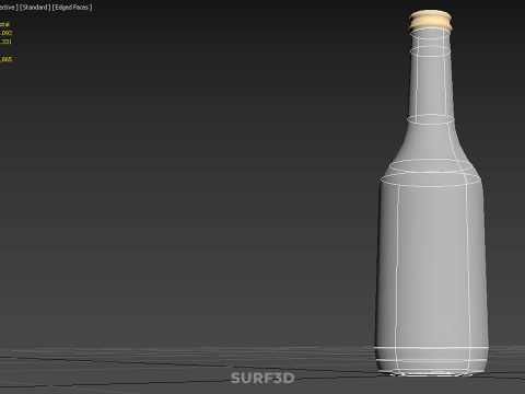 LUKSUSOWE PRZEZROCZYSTE SZKŁO PUSTA BUTELKA NA NAPOJE BEZalkoholowe ZŁOTA ZAKRYWKA Model 3D
