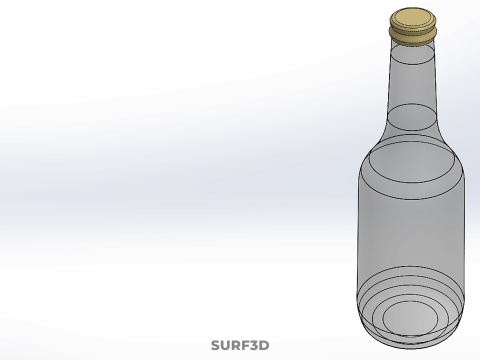 LUKSUSOWE PRZEZROCZYSTE SZKŁO PUSTA BUTELKA NA NAPOJE BEZalkoholowe ZŁOTA ZAKRYWKA Model 3D