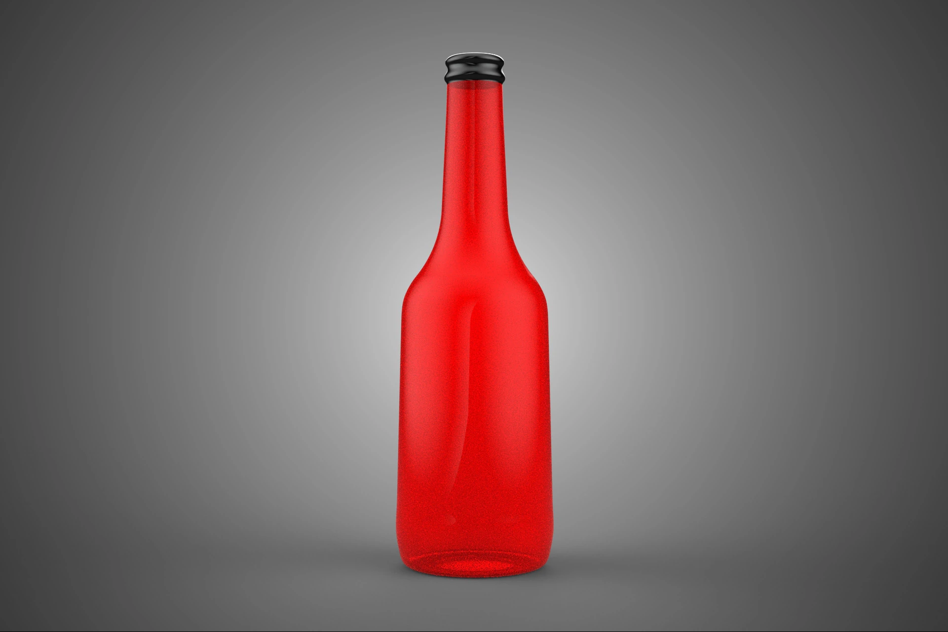 RED GLASS BOTTLE FLUID BLACK CAP PACKAGING BEVERAGE DRINK TALL 3D Model .c4d .max .obj .3ds .fbx .stl .blend 