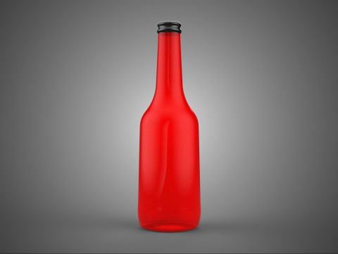 BOTOL KACA MERAH CAIRAN TUTUP HITAM KEMASAN MINUMAN MINUMAN TINGGI Model 3D