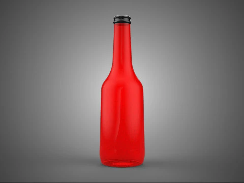 CZERWONA SZKLANA BUTELKA PŁYNU CZARNA KORPUS OPAKOWANIE NAP&Oacute;J WYSOKI Model 3D