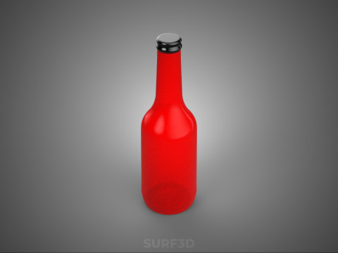 CZERWONA SZKLANA BUTELKA PŁYNU CZARNA KORPUS OPAKOWANIE NAPÓJ WYSOKI Model 3D