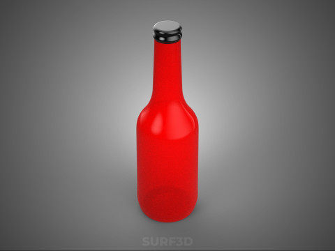 CZERWONA SZKLANA BUTELKA PŁYNU CZARNA KORPUS OPAKOWANIE NAPÓJ WYSOKI Model 3D