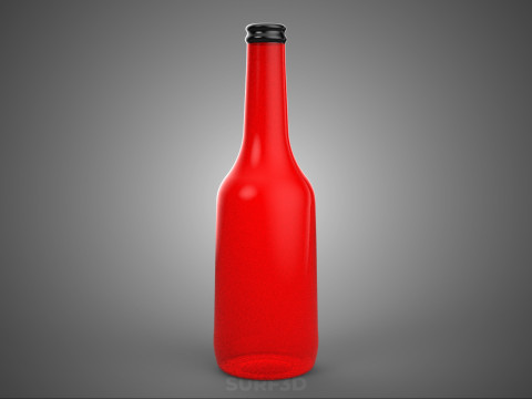 CZERWONA SZKLANA BUTELKA PŁYNU CZARNA KORPUS OPAKOWANIE NAPÓJ WYSOKI Model 3D