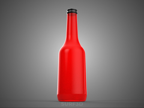 CZERWONA SZKLANA BUTELKA PŁYNU CZARNA KORPUS OPAKOWANIE NAPÓJ WYSOKI Model 3D