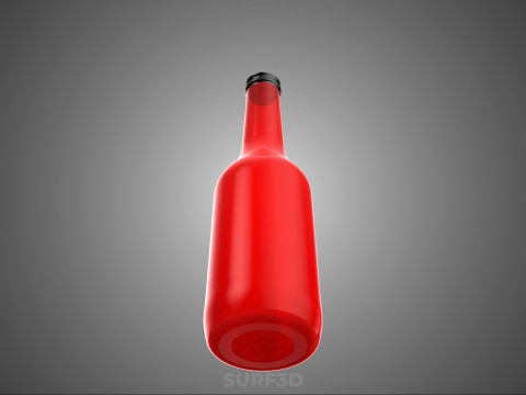 CZERWONA SZKLANA BUTELKA PŁYNU CZARNA KORPUS OPAKOWANIE NAPÓJ WYSOKI Model 3D