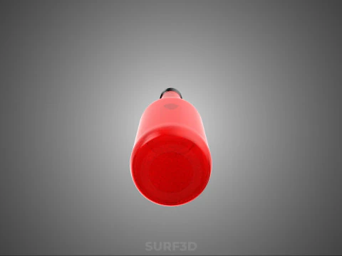 RED GLASS BOTTLE FLUID BLACK CAP PACKAGING BEVERAGE DRINK TALL 3D Model