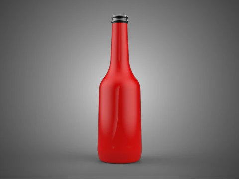 RED CONDIMENT BOTTLE SAUCE SEASONING SAVORY KETCHUP CHILI LIQUID 3D Model