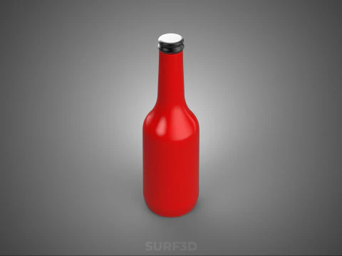 RED CONDIMENT BOTTLE SAUCE SEASONING SAVORY KETCHUP CHILI LIQUID 3D Model