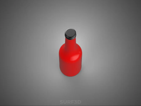 RED CONDIMENT BOTTLE SAUCE SEASONING SAVORY KETCHUP CHILI LIQUID 3D Model