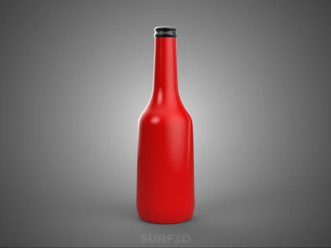 RED CONDIMENT BOTTLE SAUCE SEASONING SAVORY KETCHUP CHILI LIQUID 3D Model