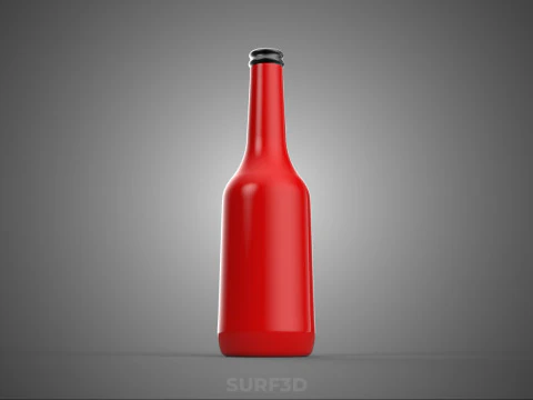 RED CONDIMENT BOTTLE SAUCE SEASONING SAVORY KETCHUP CHILI LIQUID 3D Model