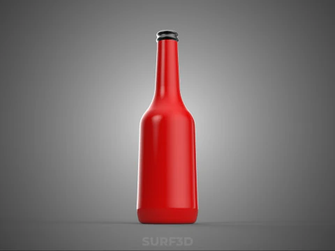RED CONDIMENT BOTTLE SAUCE SEASONING SAVORY KETCHUP CHILI LIQUID 3D Model