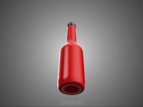 RED CONDIMENT BOTTLE SAUCE SEASONING SAVORY KETCHUP CHILI LIQUID 3D Model