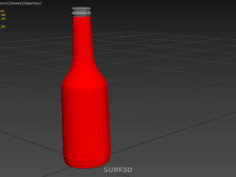 RED CONDIMENT BOTTLE SAUCE SEASONING SAVORY KETCHUP CHILI LIQUID 3D Model