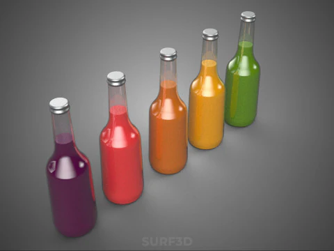 COLORFUL CLEAR FRESH FRUIT JUICE LIQUID BOTTLE DRINK BEVERAGE 3D Model