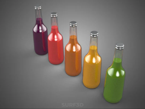 COLORFUL CLEAR FRESH FRUIT JUICE LIQUID BOTTLE DRINK BEVERAGE 3D Model