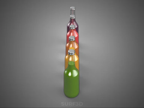 COLORFUL CLEAR FRESH FRUIT JUICE LIQUID BOTTLE DRINK BEVERAGE 3D Model