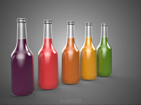 COLORFUL CLEAR FRESH FRUIT JUICE LIQUID BOTTLE DRINK BEVERAGE 3D Model