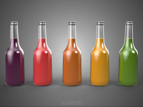 COLORFUL CLEAR FRESH FRUIT JUICE LIQUID BOTTLE DRINK BEVERAGE 3D Model